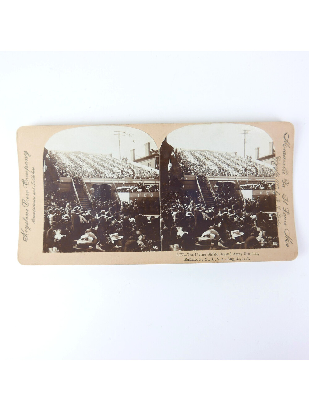 1897 Buffalo NY GAR Reunion Living Shield Stereoview Card Keystone Photo 6077